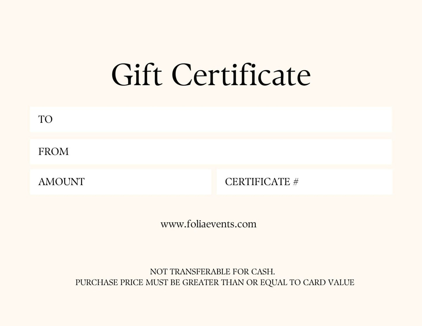 Folia Events Gift Card